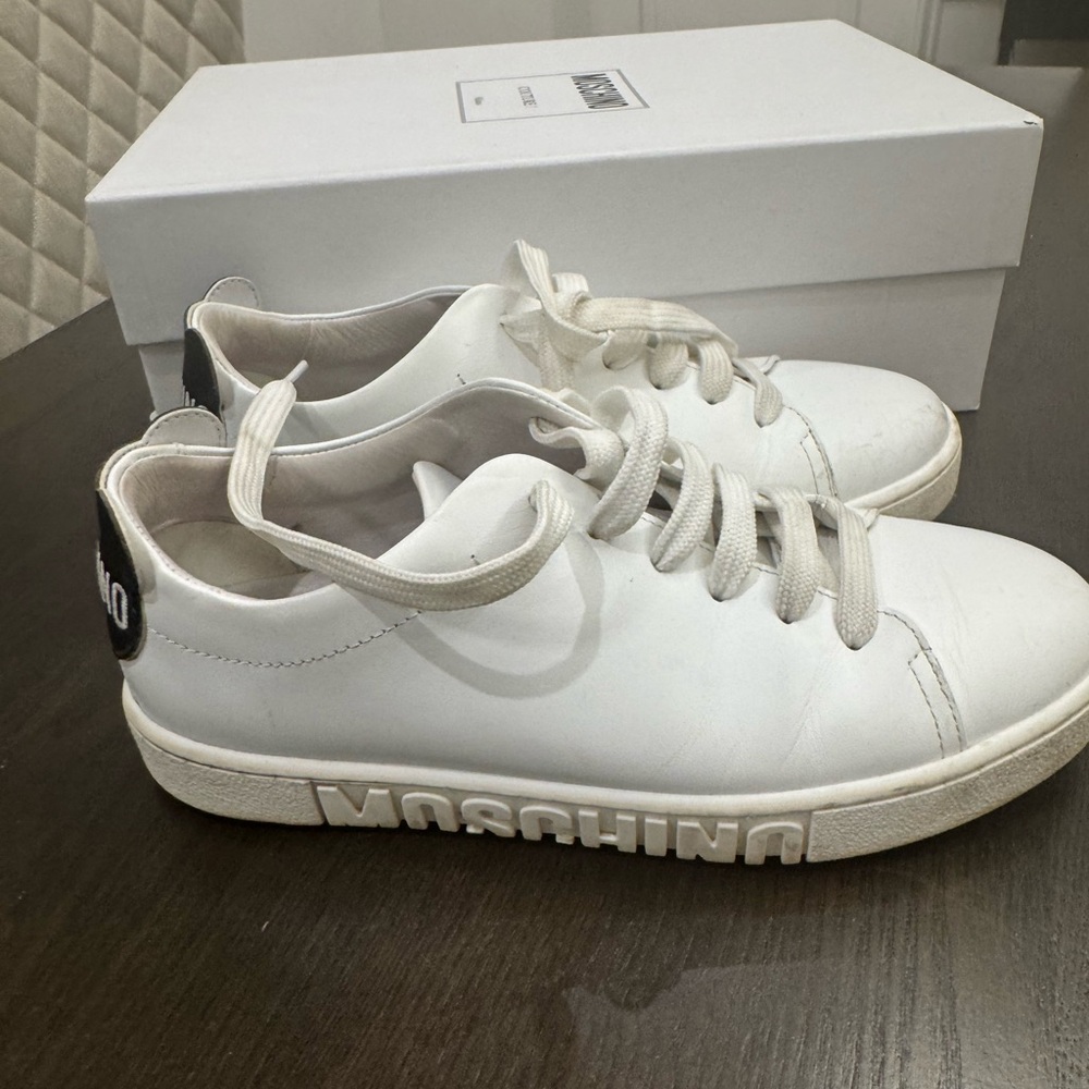 Moschino Classic White Leather Sneakers